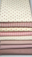 Pink Mauve Tiny Plaid Check Vintage Primitive Calico Quilt Doll Fabric Lot 4 yds