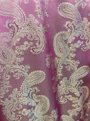 Paisley Woven Brocade NONSTATIC Viscose Satin Feel Fabric Pink Dusty Rose
