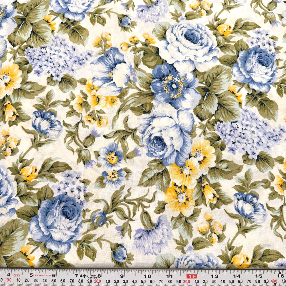 Faye Burgos Marcus Brothers Textiles Florals on White Cotton by the HALF YARD