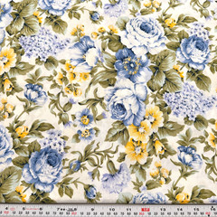 Faye Burgos Marcus Brothers Textiles Florals on White Cotton by the HALF YARD