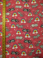 CATS UNICORNS CAT RAINBOW UNICORN BRIGHT COLORS PINK COTTON FABRIC BTHY