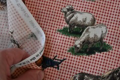 By 1/2 Yd, Farm Animals on Red & Cream Gingham Quilt Cotton, Cranston, P40