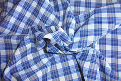 NEW Blue/Beige Plaid polyester cotton fabric cloth material, craft quilts