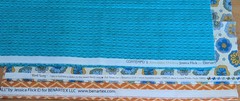 Coordinating 1/2 Yard Cuts (3). Cotton Fabric. Turquoise/Orange/Blue/Gold/Green