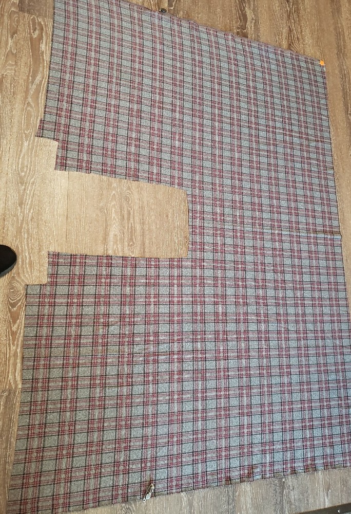 65 x 24″ uncut Vintage Fabric + extra grey maroon black plaid estate