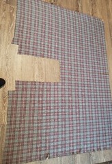 65 x 24″ uncut Vintage Fabric + extra grey maroon black plaid estate