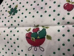 VTG `50`s Red & Green Fruit & Flower Bowl & Baskets Green Dots on White BTHY
