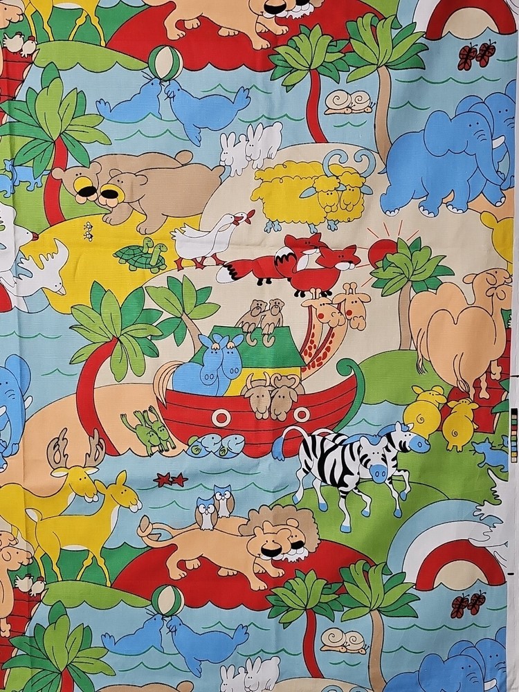 Vintage 1977 House N Home Fabrics & Draperies Noah’s Ark Screen Print 46 X 40in