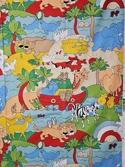 Vintage 1977 House N Home Fabrics & Draperies Noah’s Ark Screen Print 46 X 40in