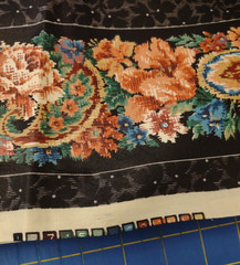 Vtg VIP Cranston Print Works Floral & Black Print Fabric 14 Squares 3 pieces