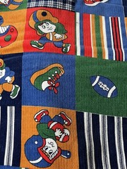 2 Yds Vintage Corduroy Novelty Football Child’s Fabric