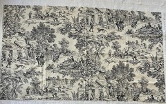 Vtg House ‘N Home Toile Fabric 1986 Black White 33″ X 54″