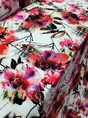 Multicolor Pink Purple Red Floral Soft Chiffon Fabric By the Yard For Dress