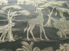 Vintage Jacquard Safari Animals Lush Palms Black/Greys/ Beiges High End BTY 3D