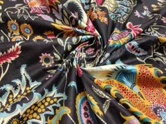 25 Yards Fabric Indian Black Paisley Hand Printed Cotton Fabric Sewing Fabrics