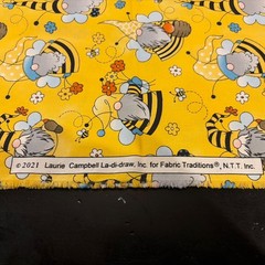Honey Bee Gnome Fabric Bumble Bees Honey Cotton Apparel Quilting Fabric 2 Yards