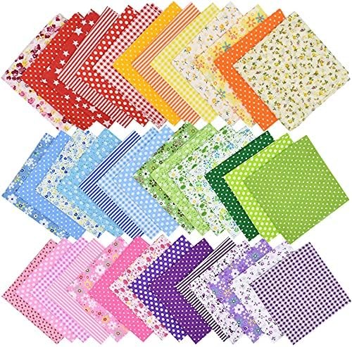 42Pcs 10″x10″ Quilting Cotton Fabric Squares Sheets Pre-Cut Multi-Color Design