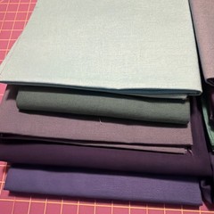 Set Of 10 Cotton Quilt Fabric Fat Quarters Blue Green Solid Modern Teal