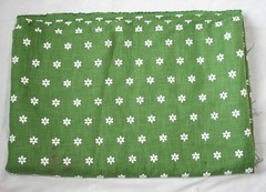 Embroidered White Daisy Linen Cotton Fabric Slub Woven West Germany Green OR Red
