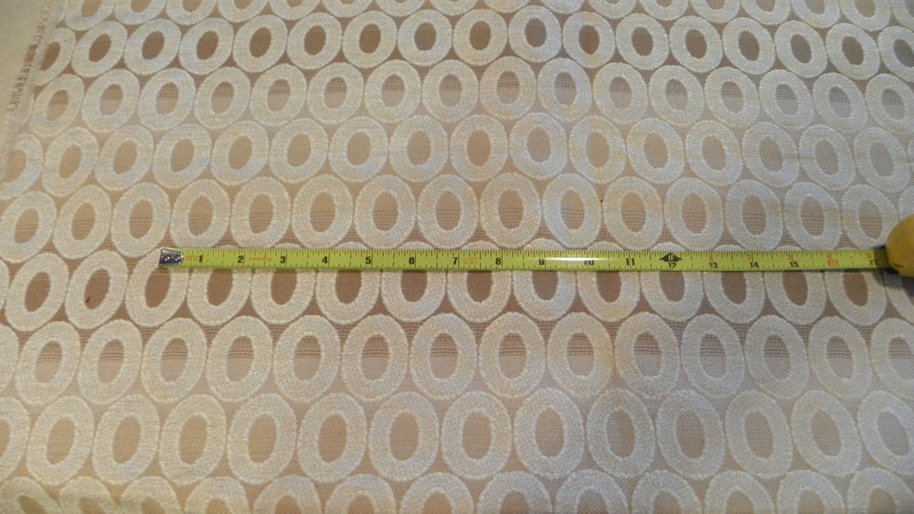 Beige Cream Oval Print Chenille Upholstery Fabric Remnants F1201