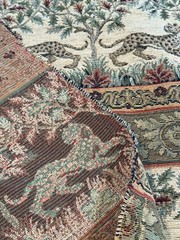 Jacobean Tree Cheetah Tapestry Chenille Upholstery Fabric Heavy 2 yards Safari