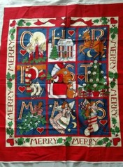 Susan Winget Merry Christmas Wall Hanging or Lap Quilt Fabric Panel 1993