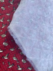 Vintage 80s CRANSTON VIP Cotton Fabric Red Quilted MALLARD DUCK Print Piece