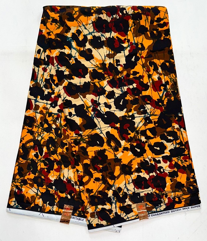 African Fabric/ Ankara – Brown, Orange ‘Crazy, Sexy, Cool’, YARD or WHOLESALE