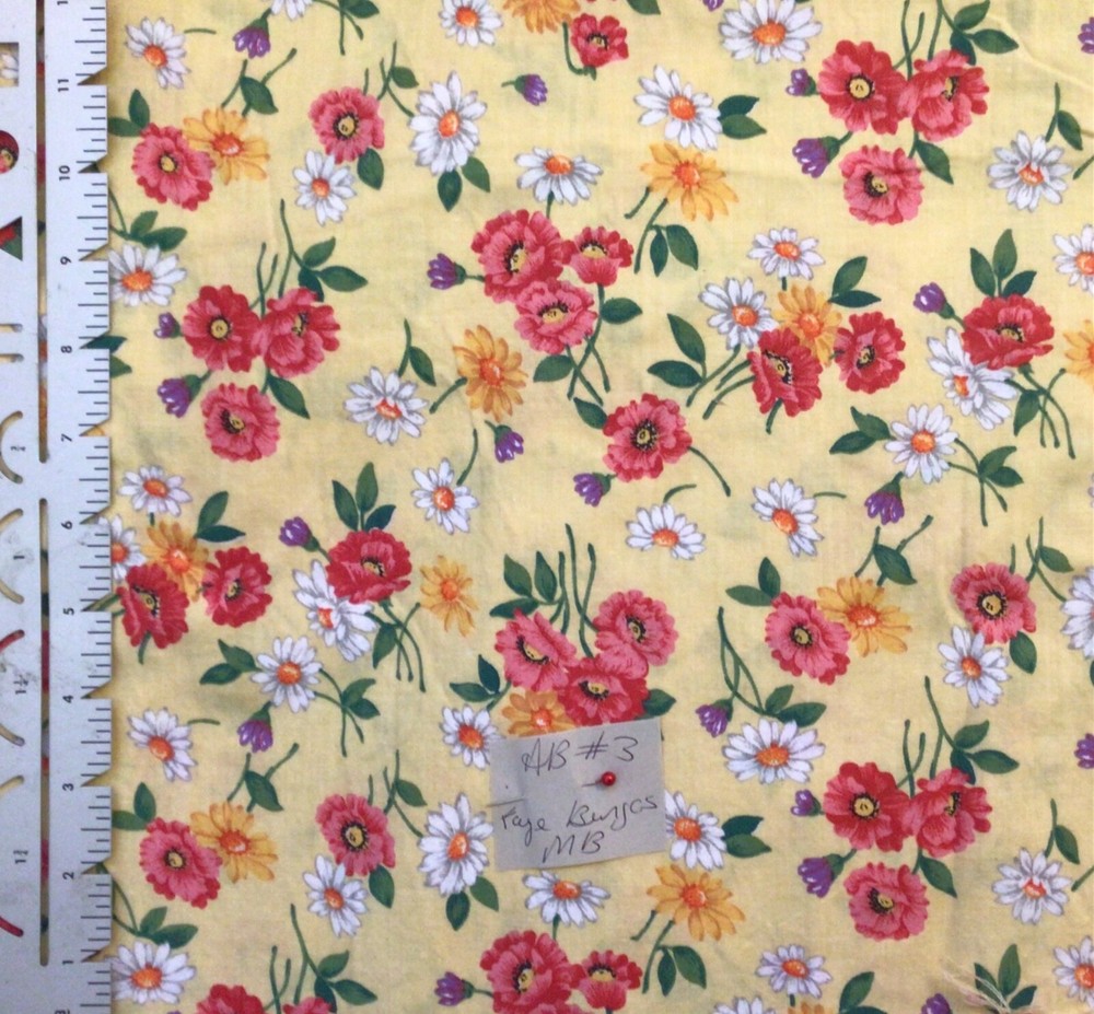Marcus Faye Burgos Daisy Poppy on Yellow Cotton Fabric By the Yard