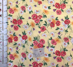 Marcus Faye Burgos Daisy Poppy on Yellow Cotton Fabric By the Yard