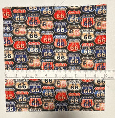 REMNANT: “Route 66″ road signs fabric scrap 10″ X 10” (scrap)