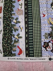 Winter Friends By Claire Murray 2005 Cotton Striped Christmas Fabric 2 Yrds X 43
