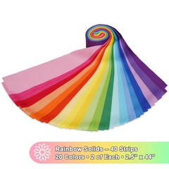 40 PCS Rainbow Jelly Roll Precut Cotton Fabric Strips 2.5″ x 44″