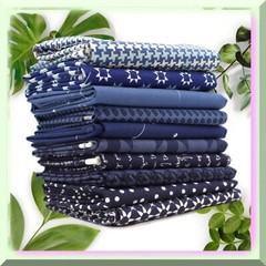 Midnight Indigo Cotton Fabric Collection 10 Fat Quarters