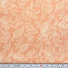 Off White Florals on Peach Unbranded Cotton Fabric by the HALF YARD