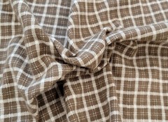 Cotton Flannel Checked Fabric by the Yard Brown White [PJ, Shirt, Blanket] 4/24