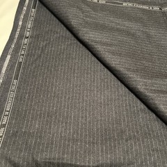 3.6+ yards of English Luxury Pinstripe Wool Suiting Fabric. Dark Gray. 60”W