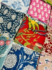 100% cotton 5×5 inch charm pack 50pcs Boho block printed Scrap Assorted color