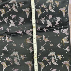 Brocade Fabric Black Silver Pink Butterfly Print 45” x 2 Yards