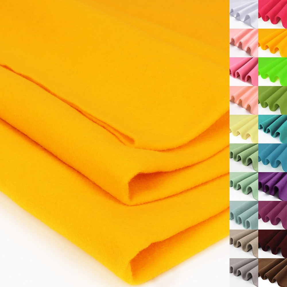 Soft Felt Fabric, Large Single Piece, 36X108 Inch, 1.4Mm Thick Yellow Nonwoven