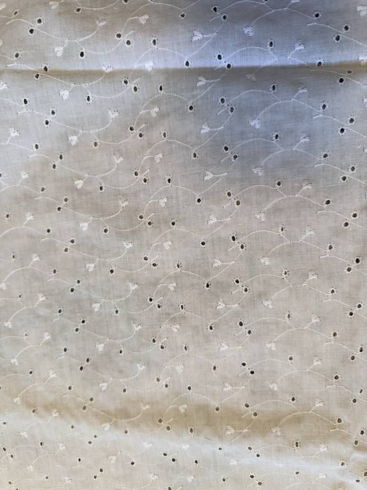 White Eyelet Embroidery Fabric 46” x 73” Cotton Craft Sewing