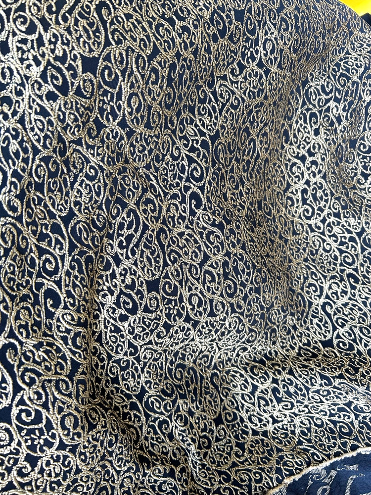 Black & Gold Floral embossed Brocade Fabric By the Yard 64″ Wide