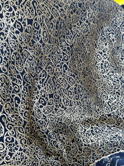 Black & Gold Floral embossed Brocade Fabric By the Yard 64″ Wide