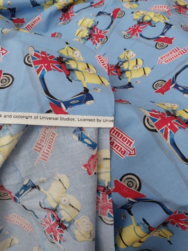 Minion Man8a Motorbike Print United Kingdom Union Flag Fabric 2 yds New Cranston