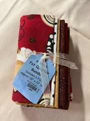 Coffee Themed 6 FQ Bundle 100% Cotton Coffee Beans Espresso Dots NEW