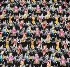 BETTY BOOP NEW YORK City Scape Black Fabric Cut 34″ x 43″ KFS Boopies Pudgy Dog