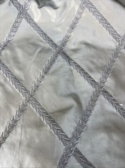 100% SILK TAFFETA EMBROIDERED DRAPERY HOME DECOR Taupe 2.5 Yd