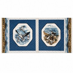 Vintage Shore Birds Fabric Panel 52×17 Seagulls Sandpipers Coastal Craft NOS