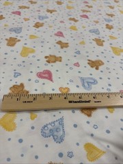 cotton fabric fleece Bear & Hearts Cutouts Blue Polka Dots 56L x 62W Nursery
