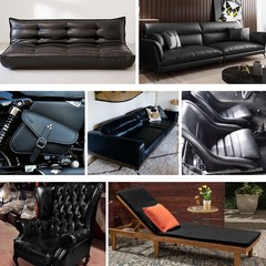 Marine Vinyl Upholstery Faux Leather: Meneng Black 1/2 Yard（54″x18″）,